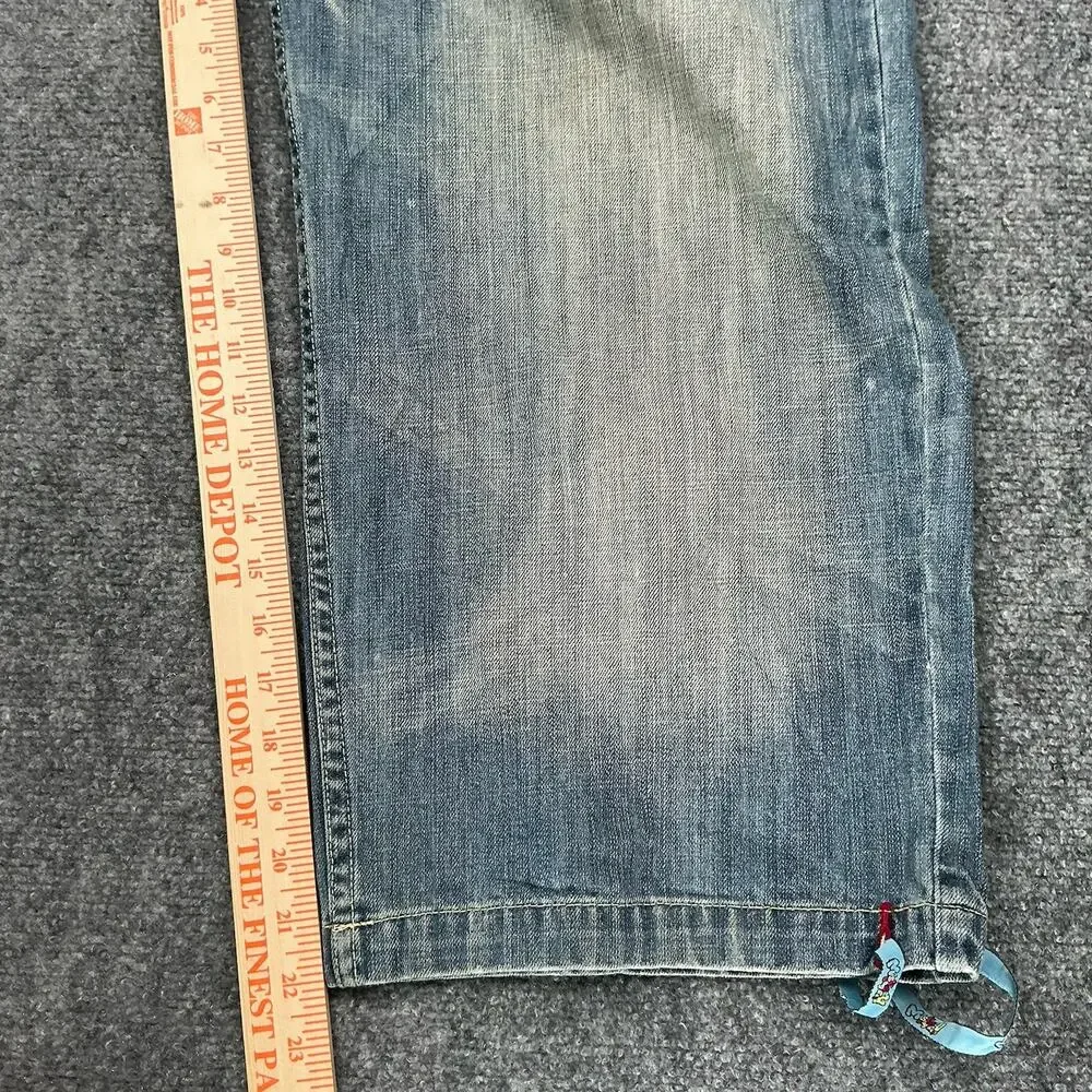Y2K Miskeen Jorts Baggy Skater Hip Hop Embroidered Back Pocket Size 34